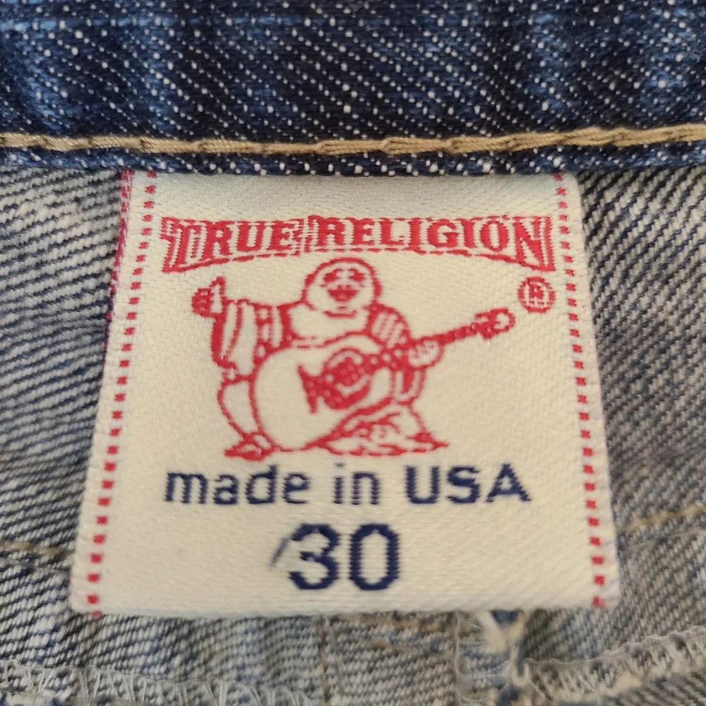 True Religion Blue Distressed Straight Leg Jeans Women’s 30 Y2K Low Rise Denim - Picture 7 of 9